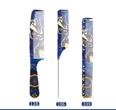 Hot selling ultra-thin flat hair comb for men (specification: blue facial hair cutting comb three-piece set)