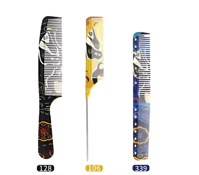 Hot selling ultra-thin flat hair comb for men (specification: three-piece set of mixed color facial hair cutting comb)
