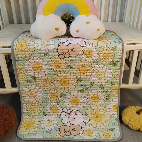 Hot selling baby changing pad [yellow daisy [pure cotton five layers] size [150x200cm]