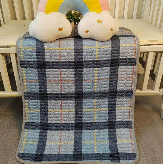 Hot selling baby changing pad [blue plaid [pure cotton five layers] size [180x200cm]