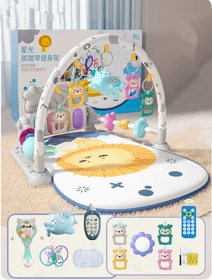 爆款禮盒裝星光腳踏鋼琴健身架（高級灰）（規格：86*61*42CM）