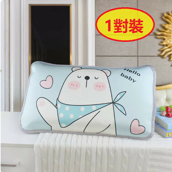 Popular model [1 pair set] children's ice silk pillowcase [rounded bear pillow] size [30x50cm]