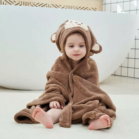 Popular baby hooded bath towel [Monkey] size [70x140cm]