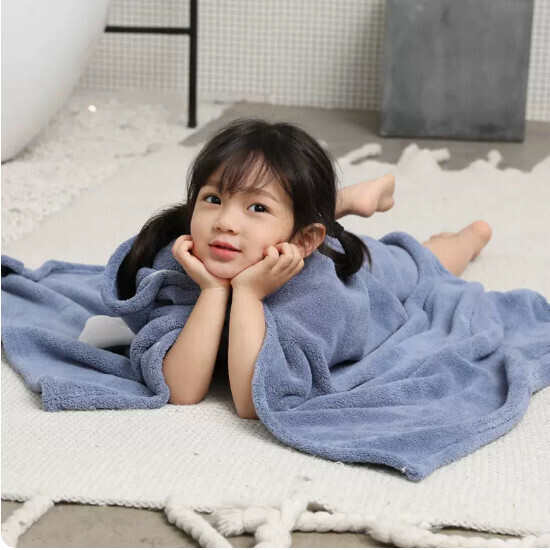 Popular baby hooded bath towel [Dark Blue Rabbit] size [88x150cm]