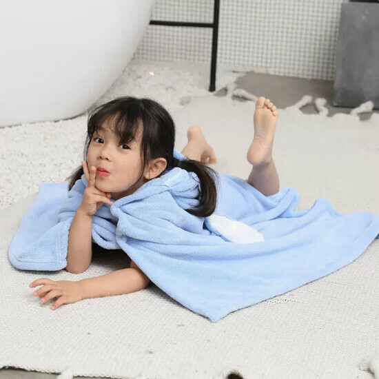 Popular baby hooded bath towel [light blue rabbit] size [88x150cm]