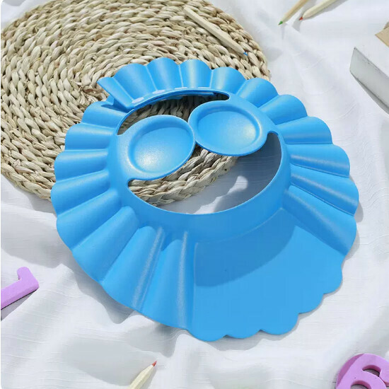 Popular baby shampoo cap [fan-shaped shower cap - blue - with ear protection]