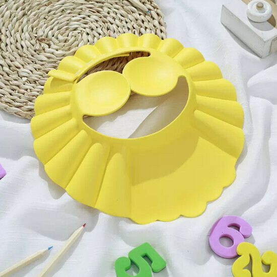 Popular baby shampoo cap [fan-shaped shower cap - yellow - with ear protection]