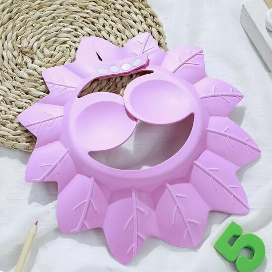 Popular baby shampoo cap [Maple Leaf Shower Cap - Powder - With Ear Protection]