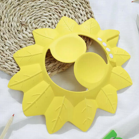 Popular baby shampoo cap [Maple Leaf Shower Cap - Yellow - With Ear Protection]