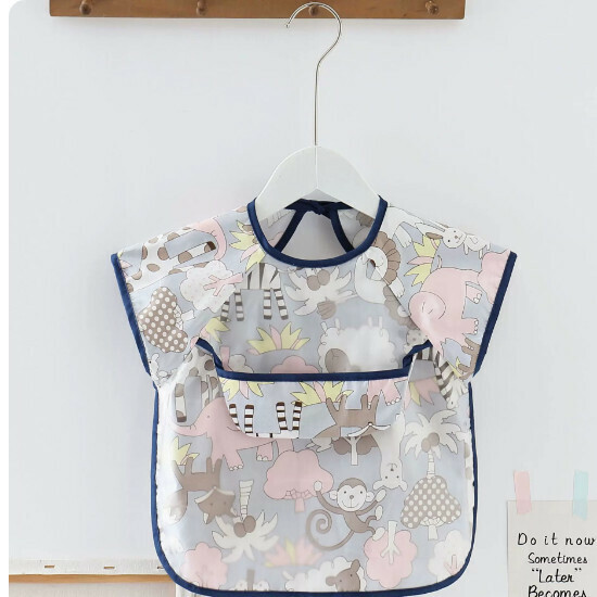 Popular baby bibs/baby drool shoulders [Purple Zoo Short Sleeves (Double Style)] [90 yards-110 yards] [Please contact customer service after placing an order to confirm the delivery size]