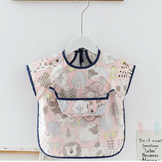 Popular baby bibs/baby drool shoulders [Pink Zoo Short Sleeves (Double Style)] [90 yards-110 yards] [Please contact customer service after placing an order to confirm the delivery size]