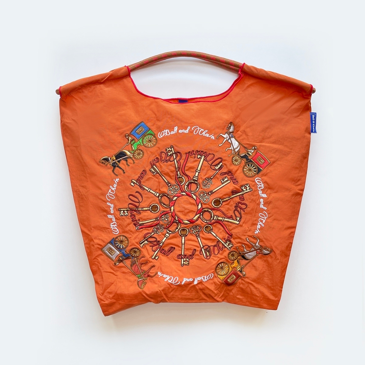 Ball＆Chain 刺繡環保購物袋 M號 - 橘 (30103807)