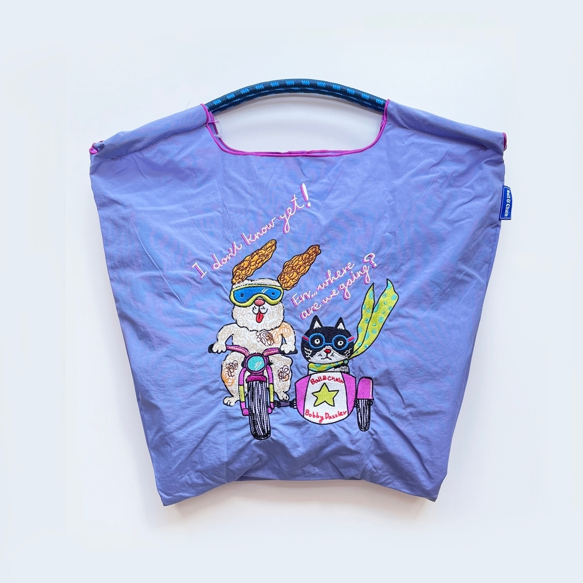 Ball＆Chain 刺繡環保購物袋 M號 - 紫 (32200426)