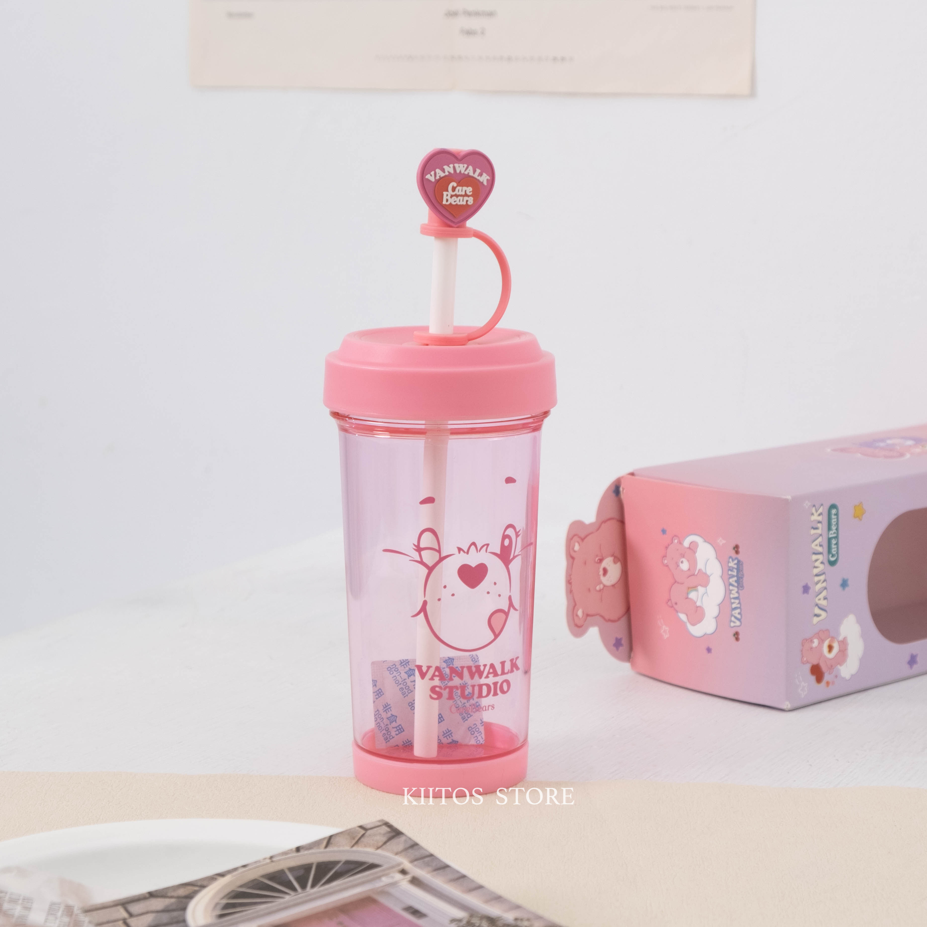 【現貨】 正版聯名 Care bears 彩虹熊 愛心小熊 透明冷飲水杯 500ml