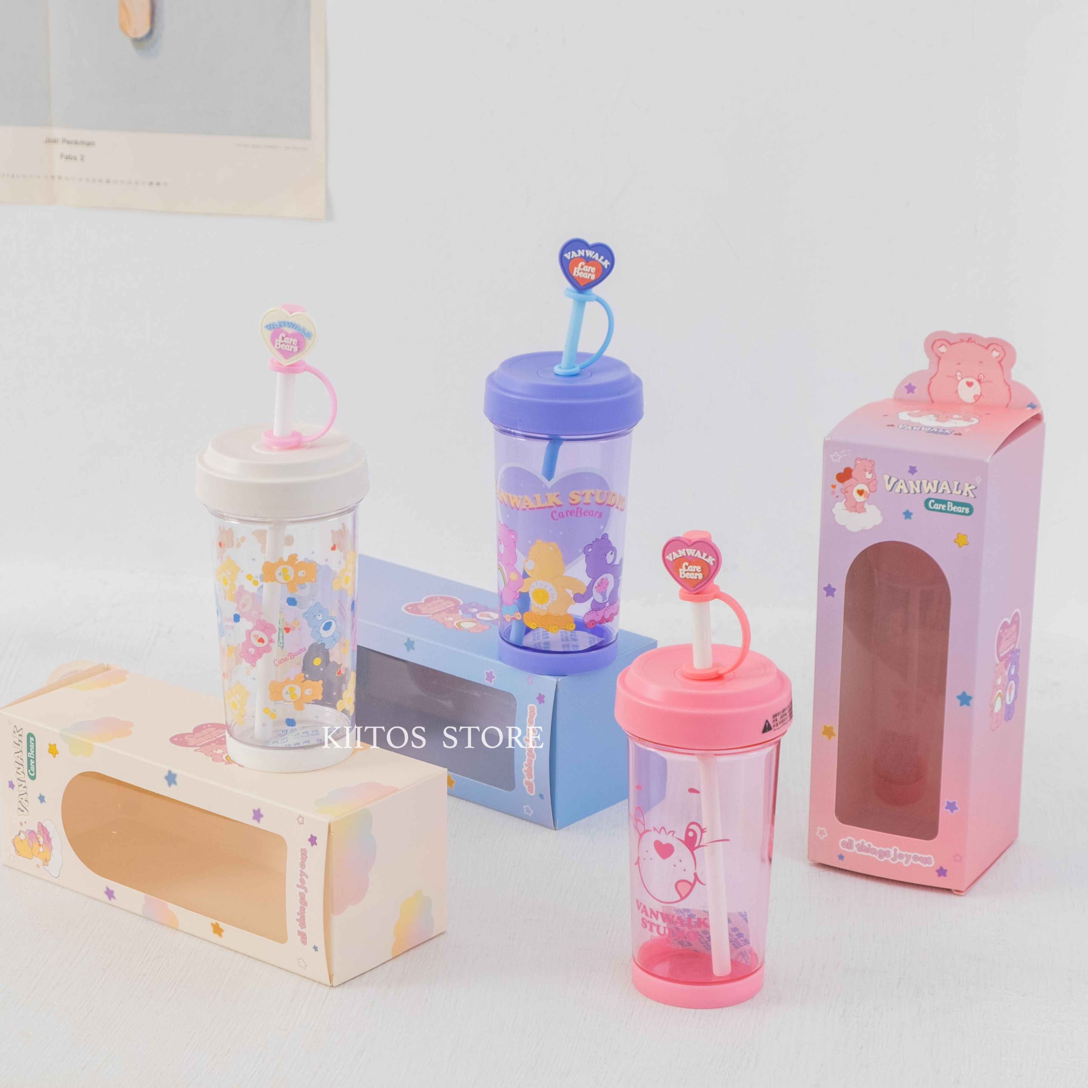 【現貨】 正版聯名 Care bears 彩虹熊 愛心小熊 透明冷飲水杯 500ml