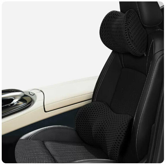 Hot recommended car back cushion and lumbar cushion [4D mesh black (headrest + lumbar support)]