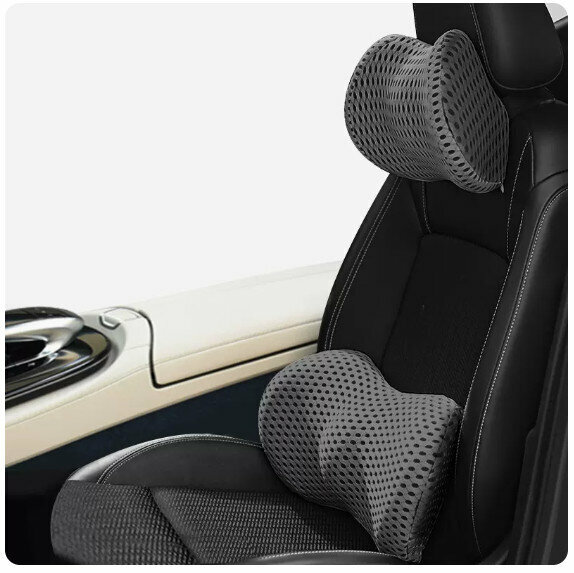Hot recommended car back cushion lumbar cushion [4D mesh dark gray (headrest + lumbar support)]