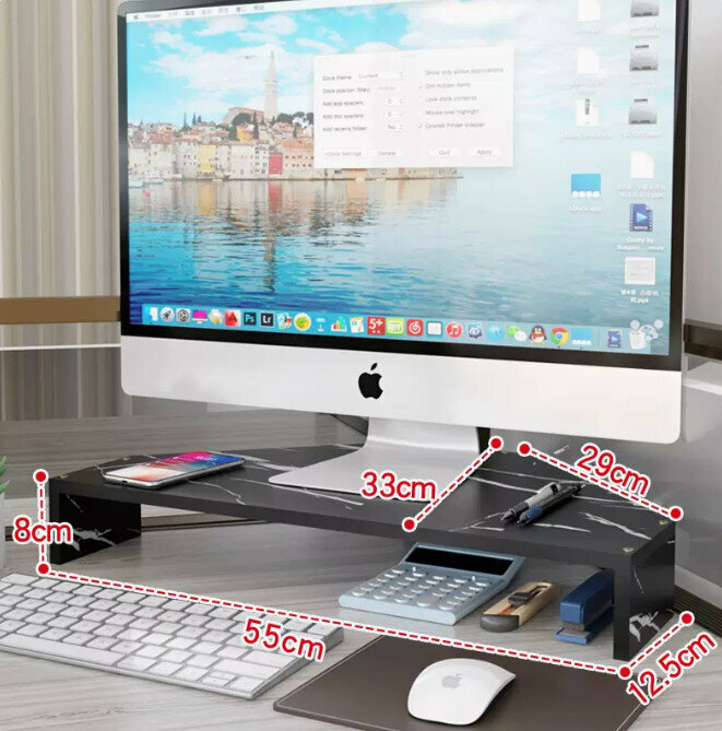 Hot recommended desk computer monitor elevated stand (single layer black marble color)