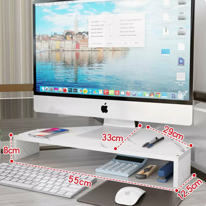 Hot recommended desk computer monitor elevated stand (single layer white marble color)