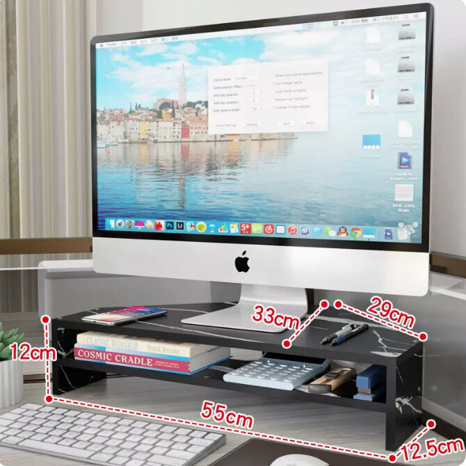 Hot recommended desk computer monitor elevated stand (double-layer black marble color)