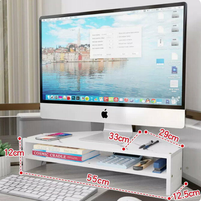 Hot recommended desk computer monitor elevated stand (double-layer white marble color)