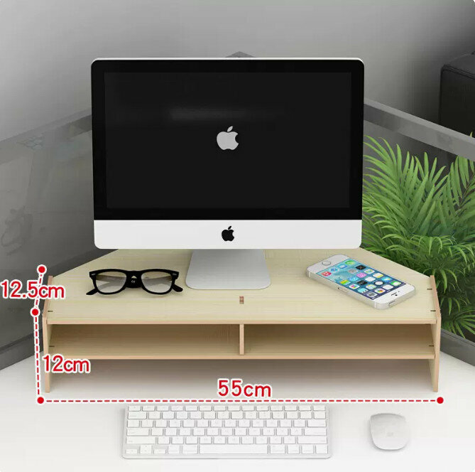 Hot-recommended office desk computer monitor elevated stand (basic double-layer oak color)