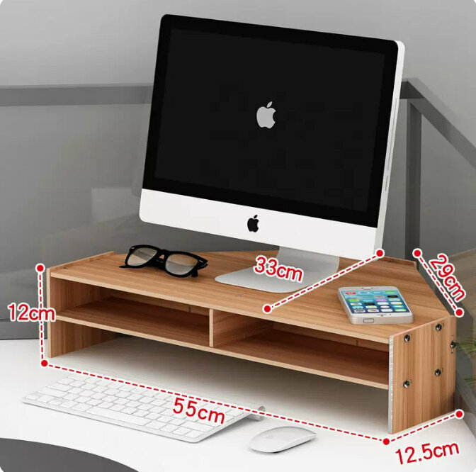 Hot-recommended office desk computer monitor elevated stand (basic double-layer walnut color)