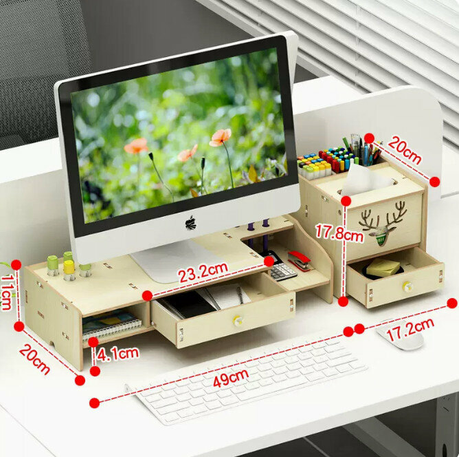 Hot push computer elevated rack (D62 oak)