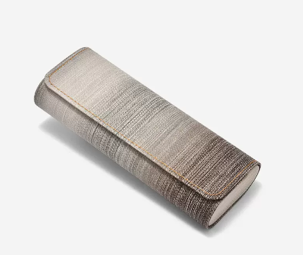 Popular glasses case (gradient gray (lens cloth + cleaning fluid included)) (size: length 16.3*width 6.4*height 3.6 (cm))