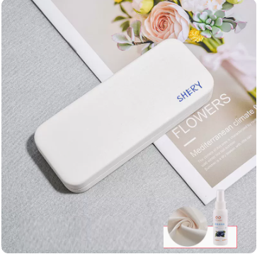 Popular glasses case (white (comes with lens cloth + cleaning fluid))
