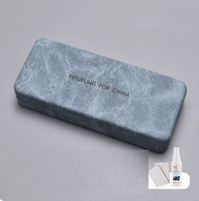 Popular glasses case (smog blue [comes with lens cloth + cleaning fluid])