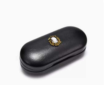 Popular double-layer dual-purpose glasses case (white diamond (comes with lens cloth + cleaning fluid))
