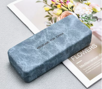 Popular glasses case (smog blue [comes with lens cloth + cleaning fluid])