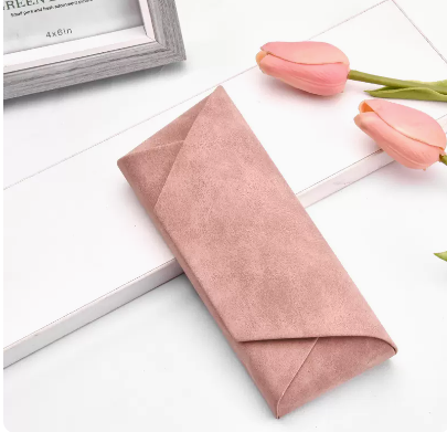 Popular glasses case (sheep pattern-leather pink (comes with lens cloth + cleaning fluid))