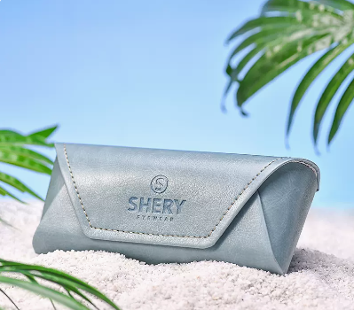 Popular glasses case (upgraded fabric, lake blue (can hold sunglasses and comes with lens cloth + cleaning fluid))