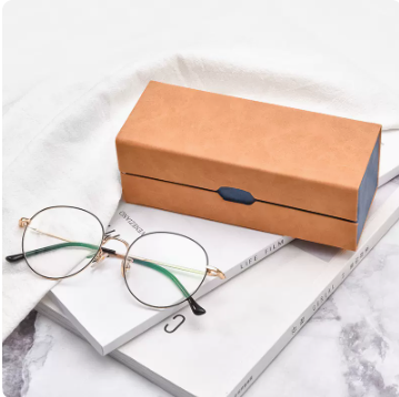Popular glasses case (brown (comes with lens cloth + cleaning fluid))