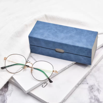 Popular glasses case (blue (comes with lens cloth + cleaning fluid))