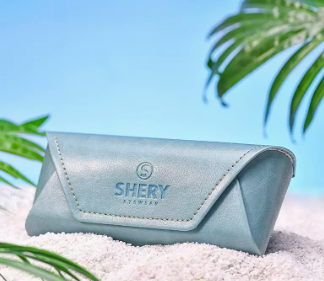 Popular glasses case (Lake blue (upgraded material)))