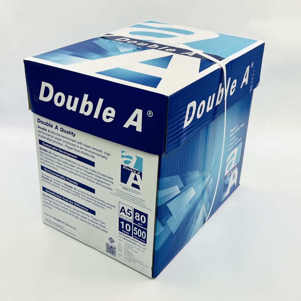 Double A - 【箱裝】80克 *A5* 白影印紙 "DOUBLE A" (5,000張) 10包 (A5 尺寸: 148mm x 210mm) a5紙