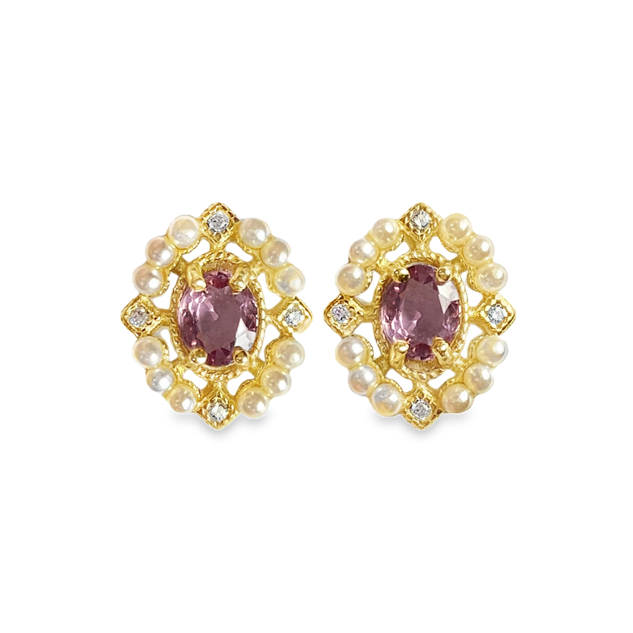 T153剛玉珍珠金色耳環