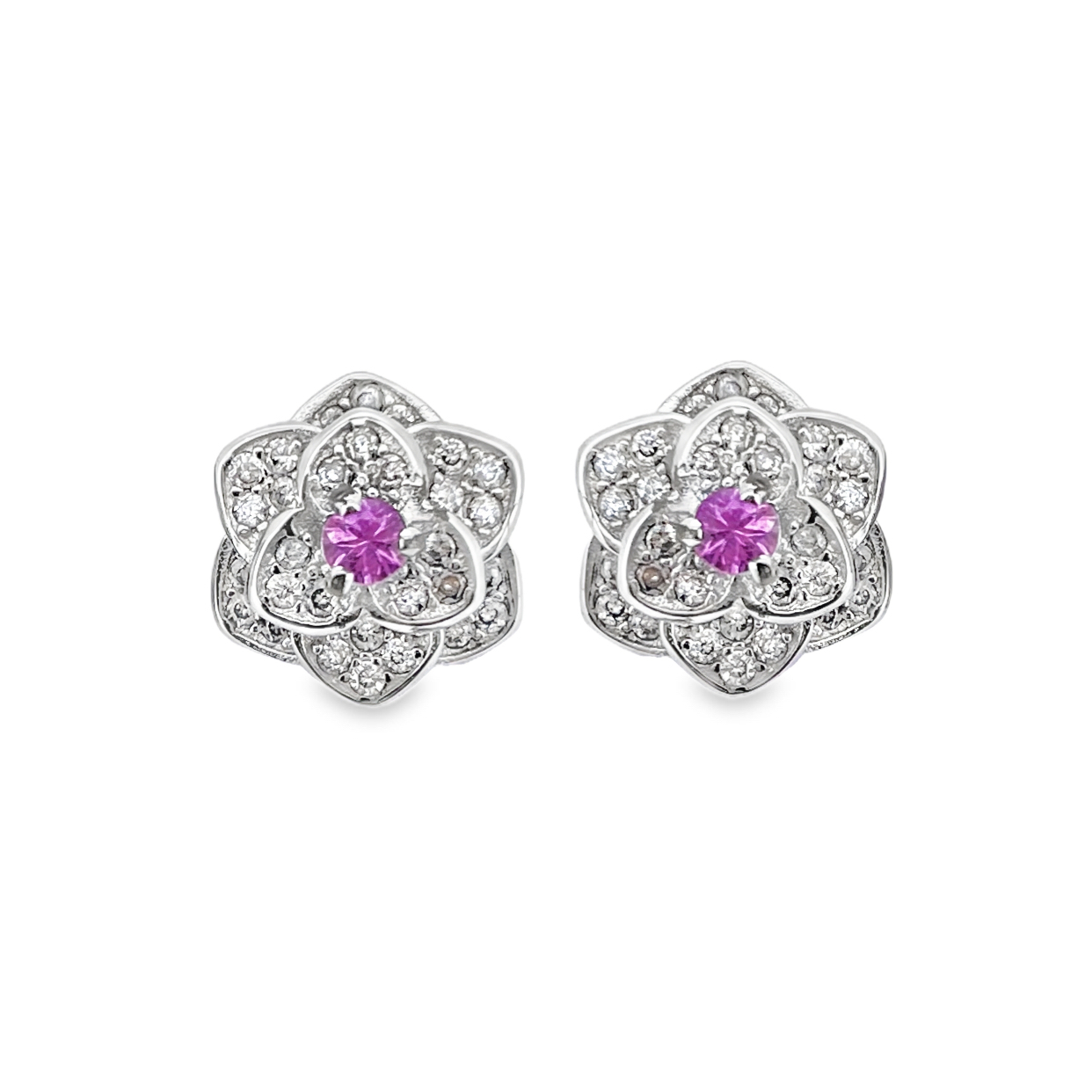 T628粉色剛玉耳釘