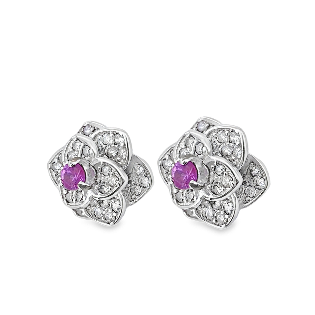 T628粉色剛玉耳釘