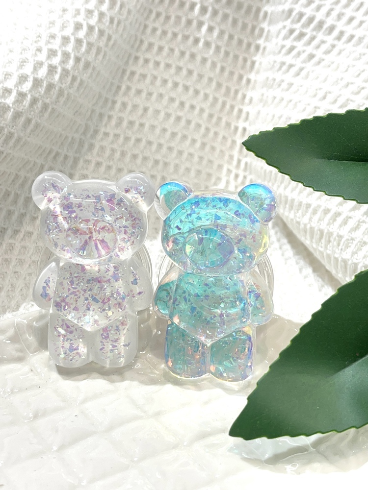 『透明』琥珀風人魚光熊熊手機支架