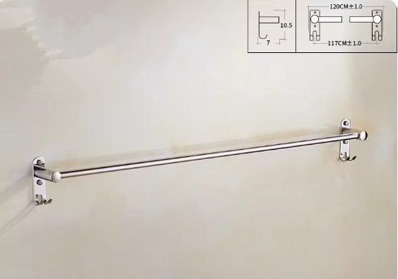Hot push 304 stainless steel single pole with hook (punch installation 120CM) (specification: 120*10.5*7CM)