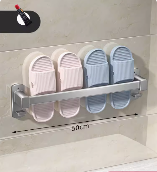 Hot-recommended multifunctional slipper rack (double model*gun gray) (specification: 50*5.2*9.3CM)