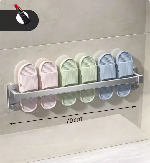 Hot-recommended multifunctional slipper rack (three-person model *gun gray) (specification: 70*5.2*9.3CM)