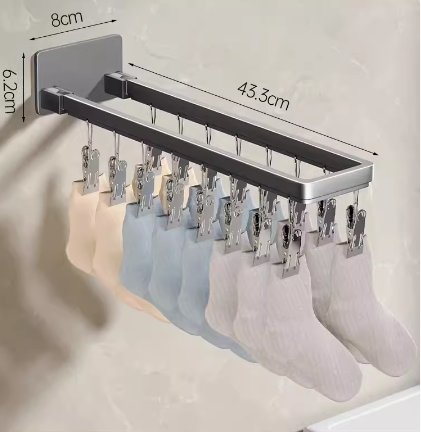 Hot push folding seam sock rack (gun gray) (specification: 43.3*8*6.2CM)