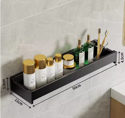 Hotly recommended bathroom sink storage rack (black 50CM single layer) (specification: 50*13*4.5*5.5CM)