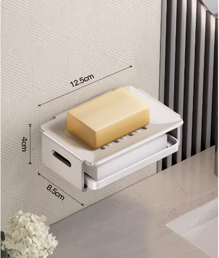 Hot push wall-mounted soap dish (milk white) (specification: 12.5*8.5*4CM)