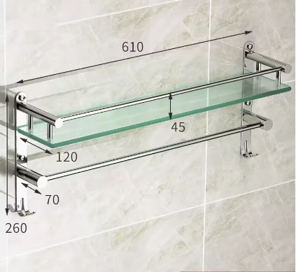 Hot push stainless steel multifunctional storage rack (single rod with hook 61CM) (specification: 61*26*12*4.5*7CM)
